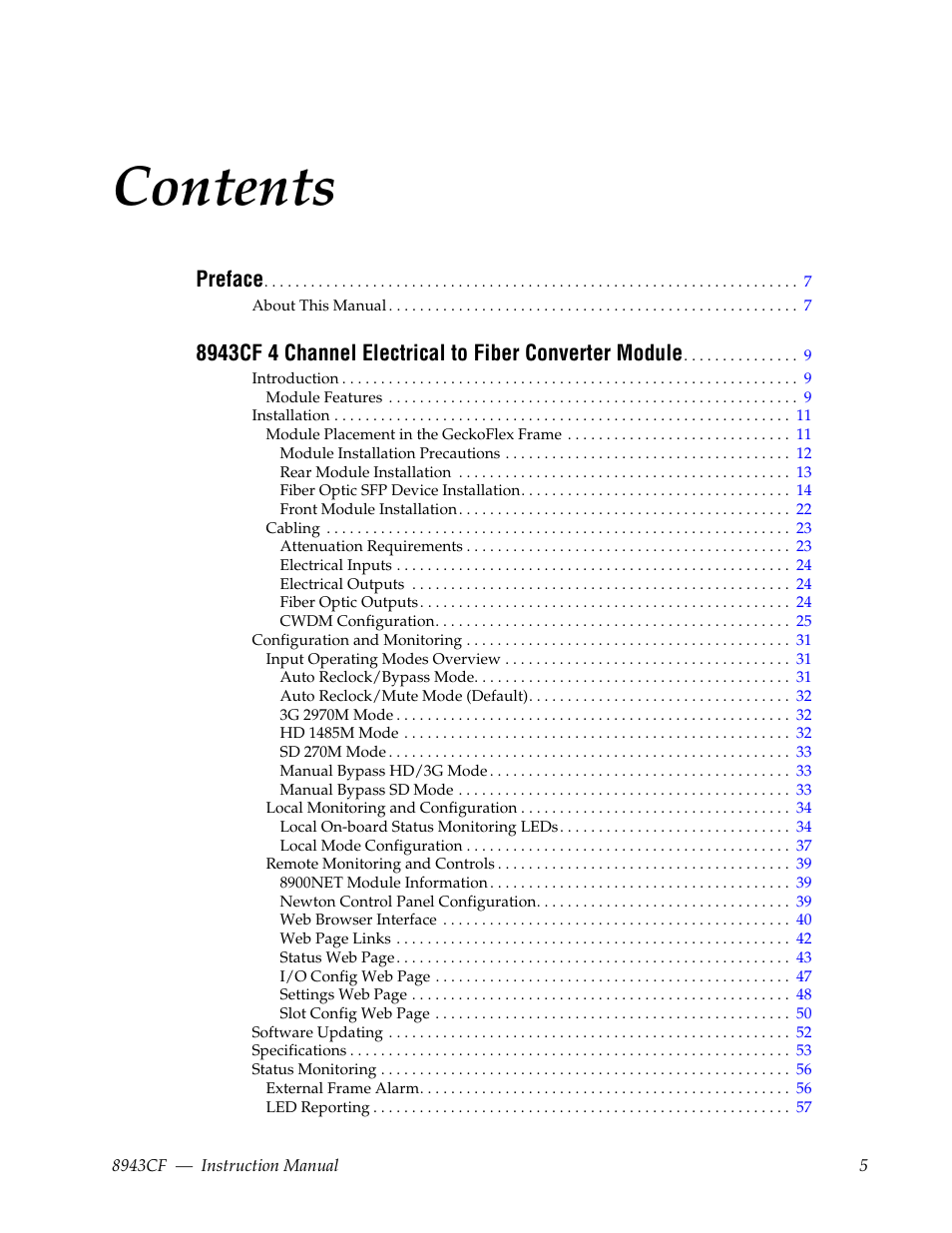 Grass Valley 8943CF User Manual | Page 5 / 66