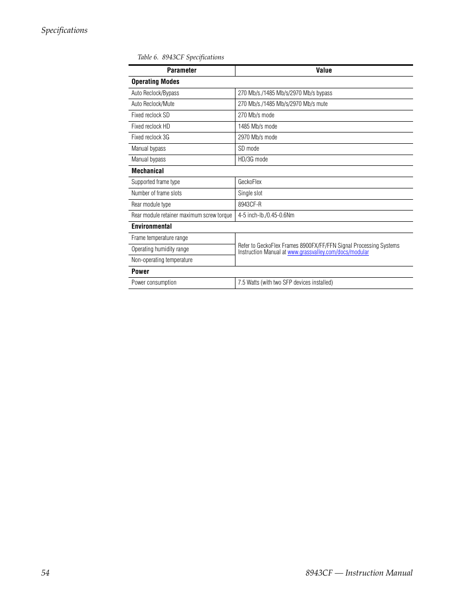 Grass Valley 8943CF User Manual | Page 54 / 66