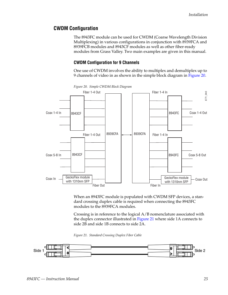 Cwdm configuration | Grass Valley 8943FC User Manual | Page 25 / 64