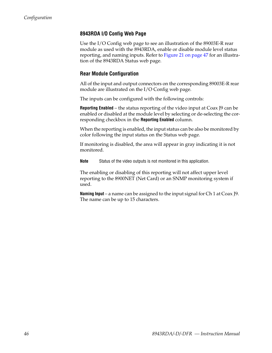 Config | Grass Valley 8943RDA User Manual | Page 46 / 96