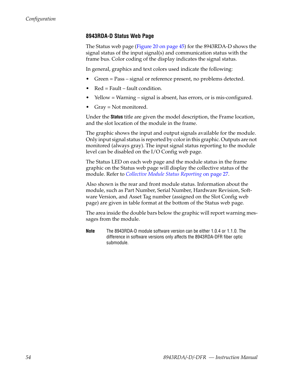 Tatus | Grass Valley 8943RDA User Manual | Page 54 / 96