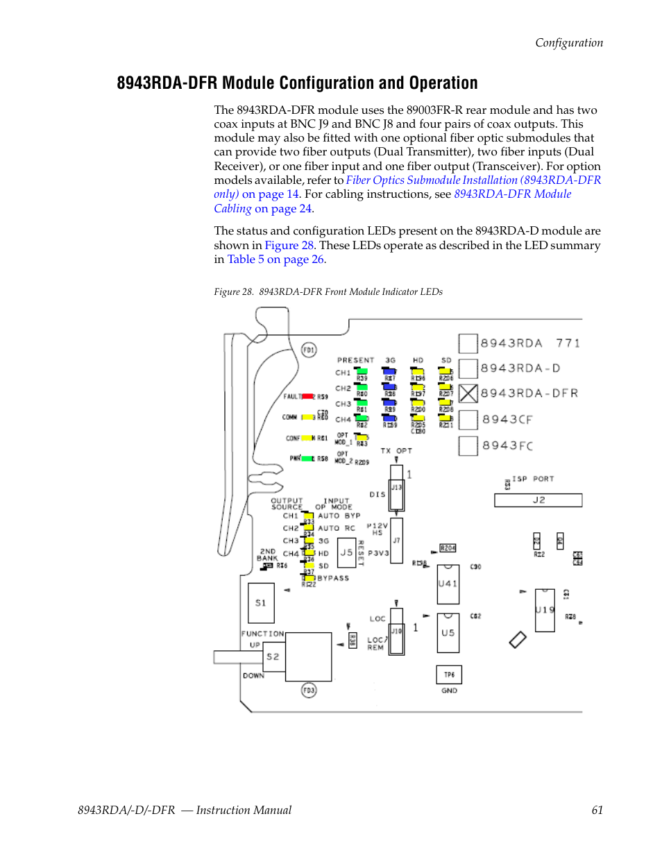 8943rda-dfr module configuration and operation | Grass Valley 8943RDA User Manual | Page 61 / 96
