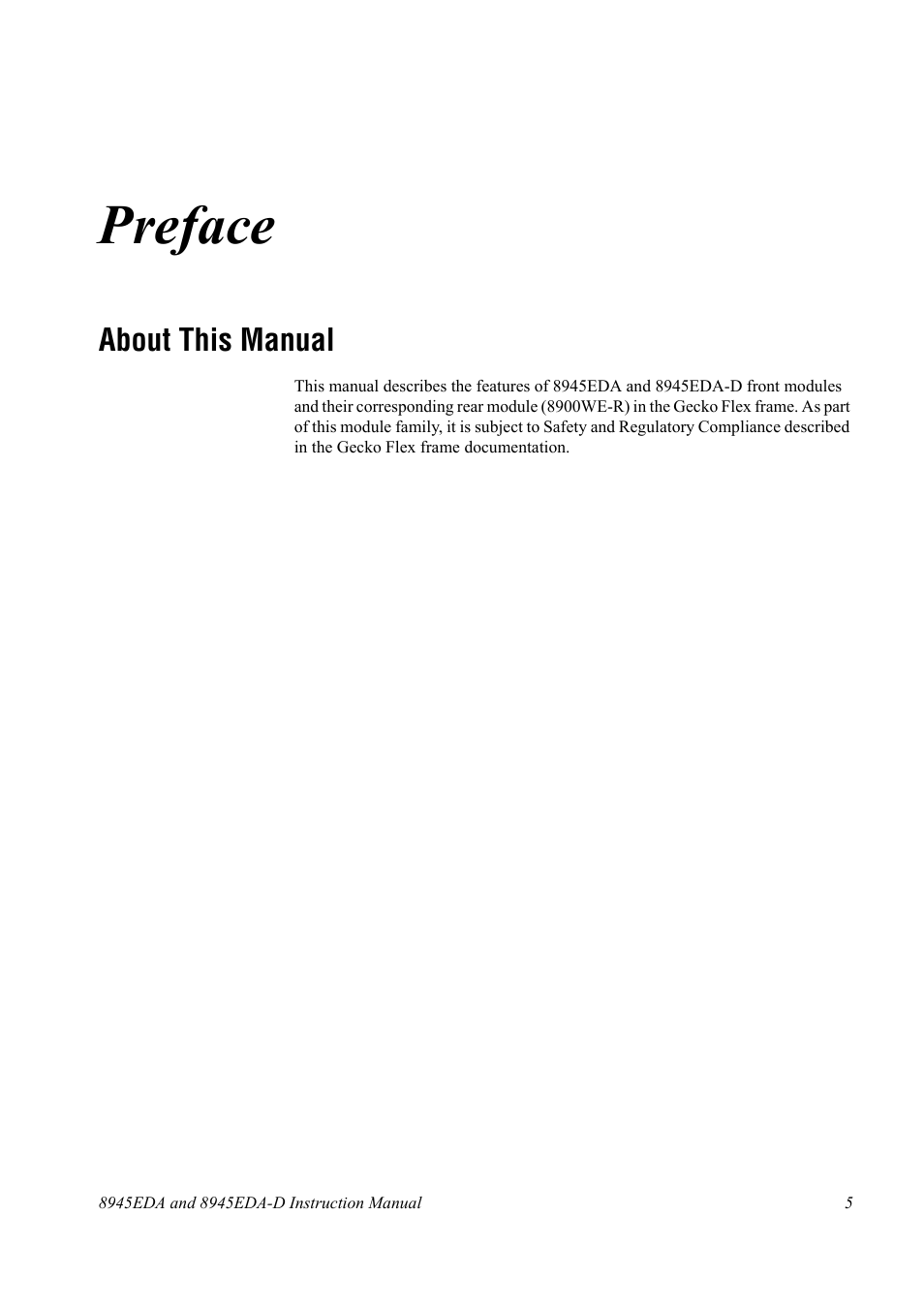 Preface, About this manual | Grass Valley 8945EDA v.1.0.0 User Manual | Page 5 / 30