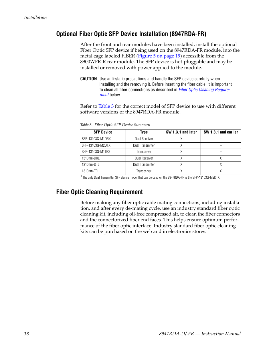 Fiber optic cleaning requirement, Befor | Grass Valley 8947RDA-D User Manual | Page 18 / 62
