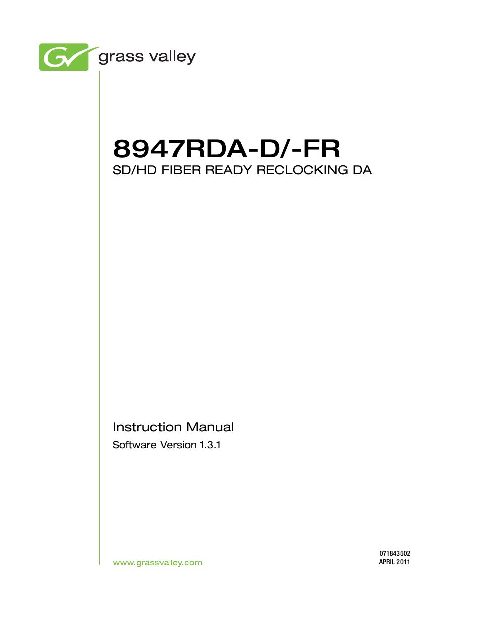 8947rda-d/-fr | Grass Valley 8947RDA-D User Manual | Page 3 / 62