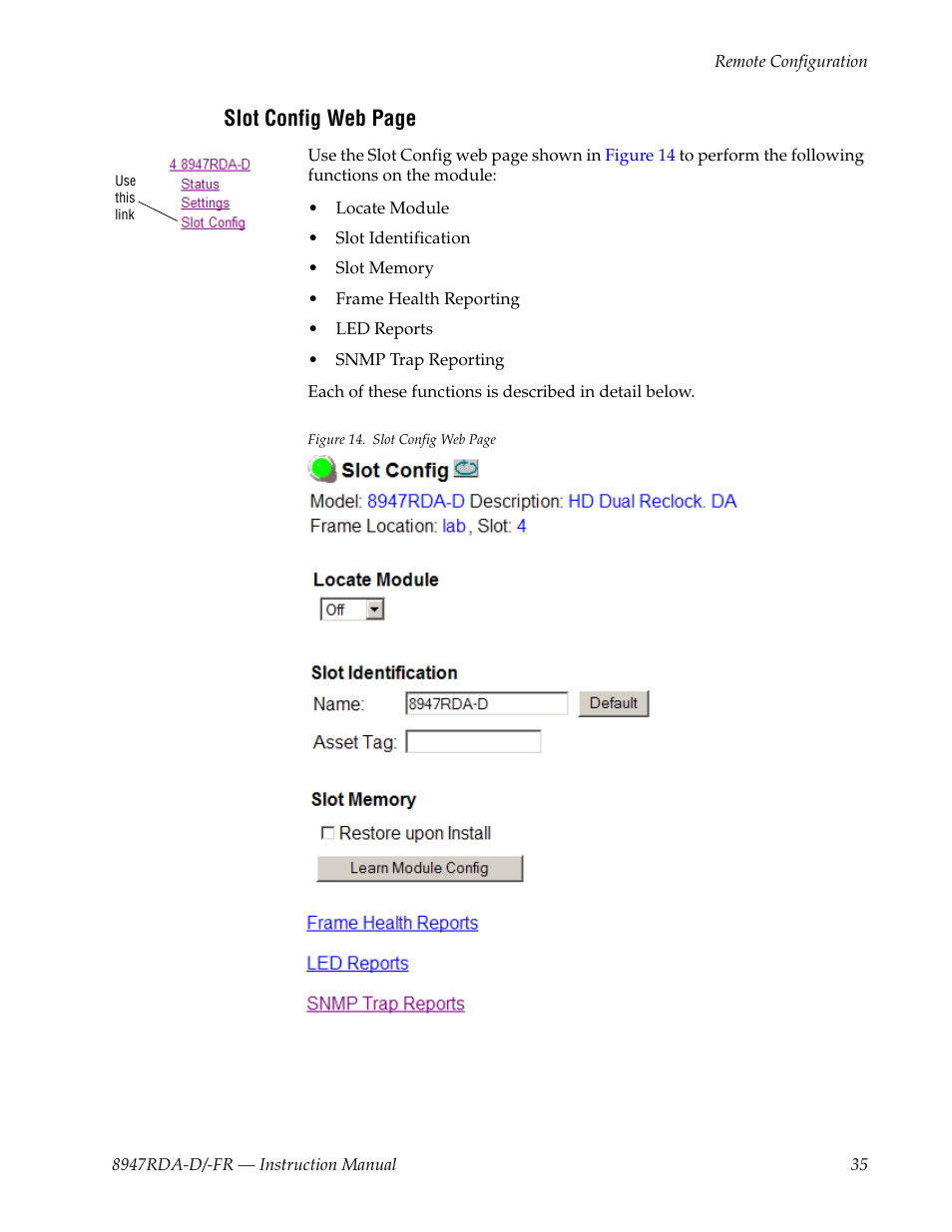 Lot config | Grass Valley 8947RDA-D User Manual | Page 35 / 62
