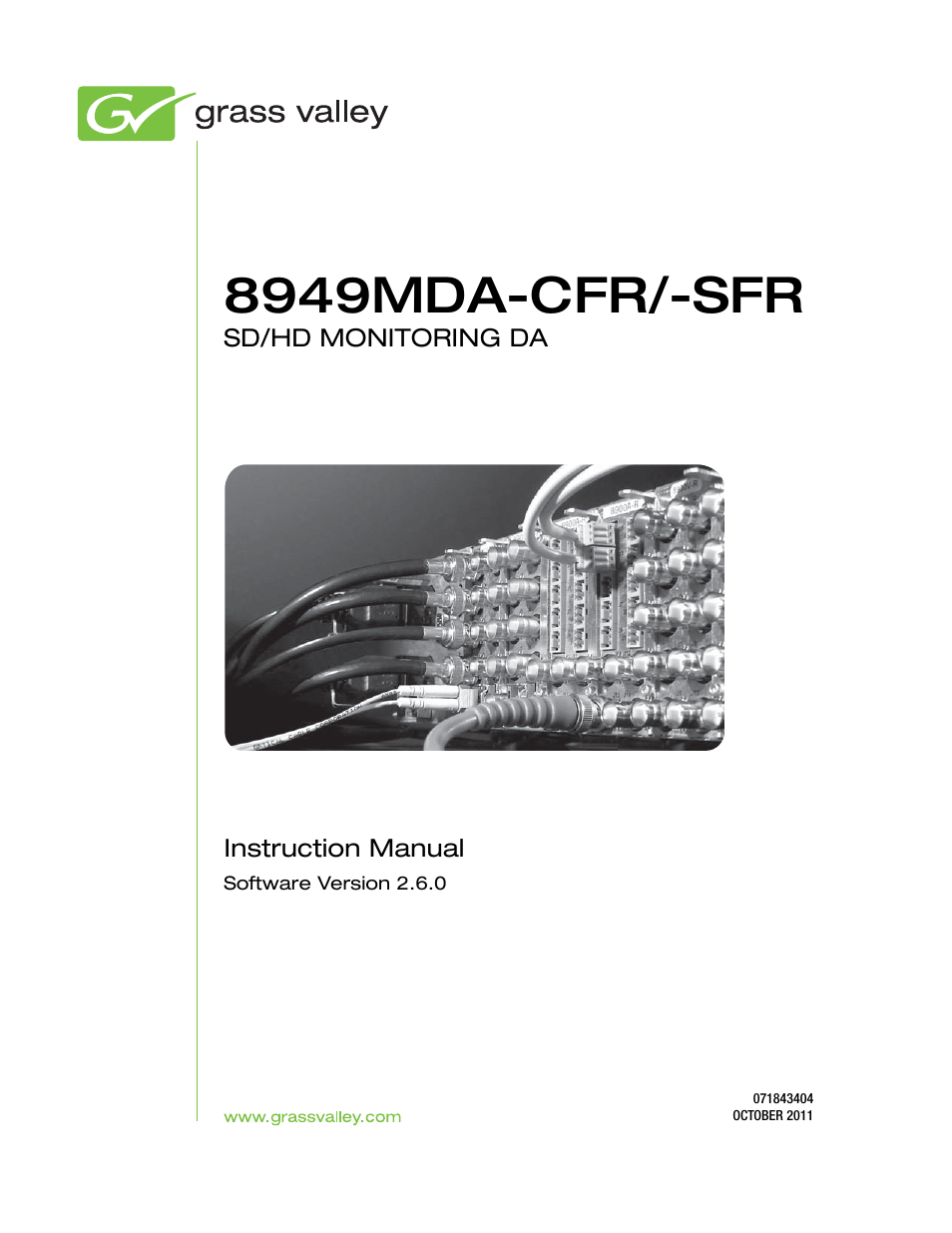 Grass Valley 8949MDA-CFR v.2.6.0 User Manual | 54 pages