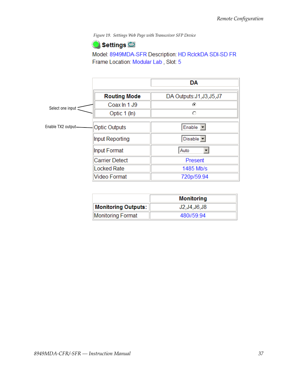 Figure 19 on | Grass Valley 8949MDA-CFR v.2.6.0 User Manual | Page 37 / 54