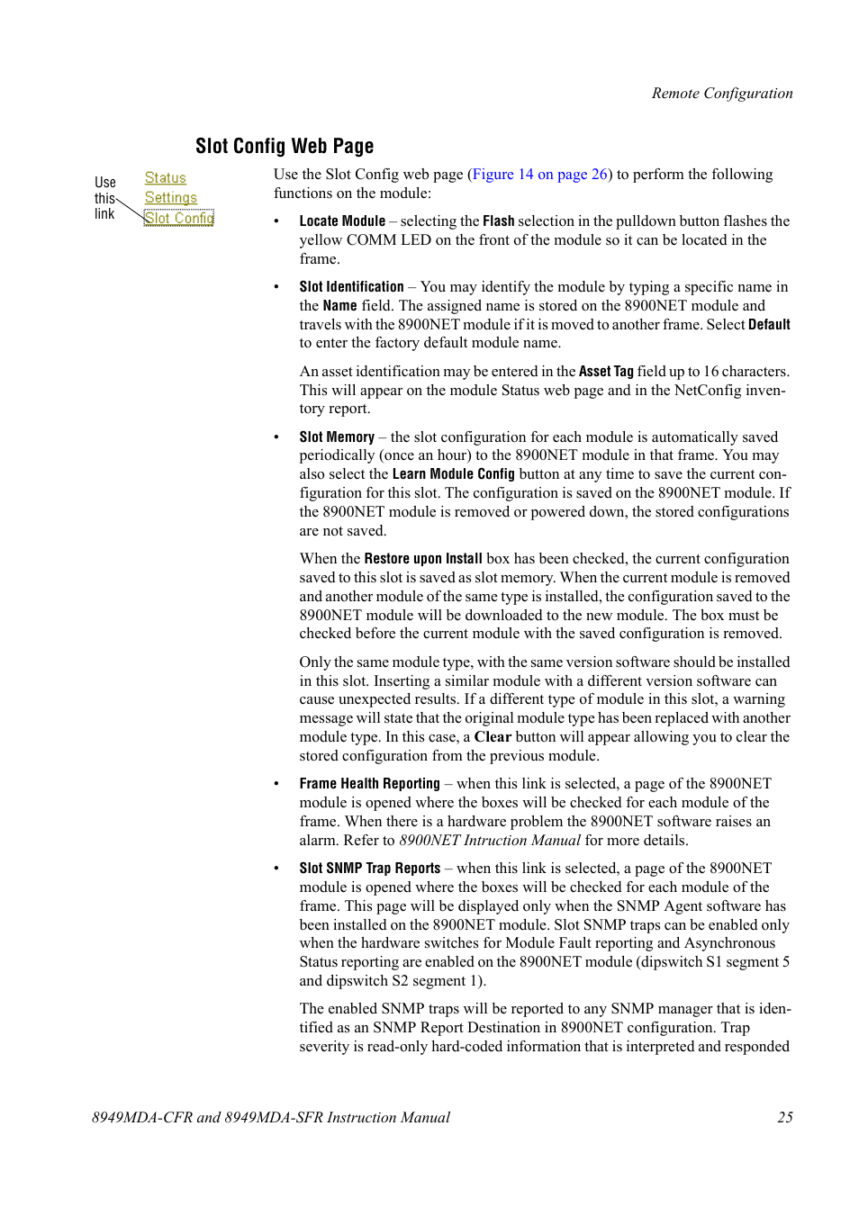 Slot config web page | Grass Valley 8949MDA-CFR v.1.0.X User Manual | Page 25 / 34