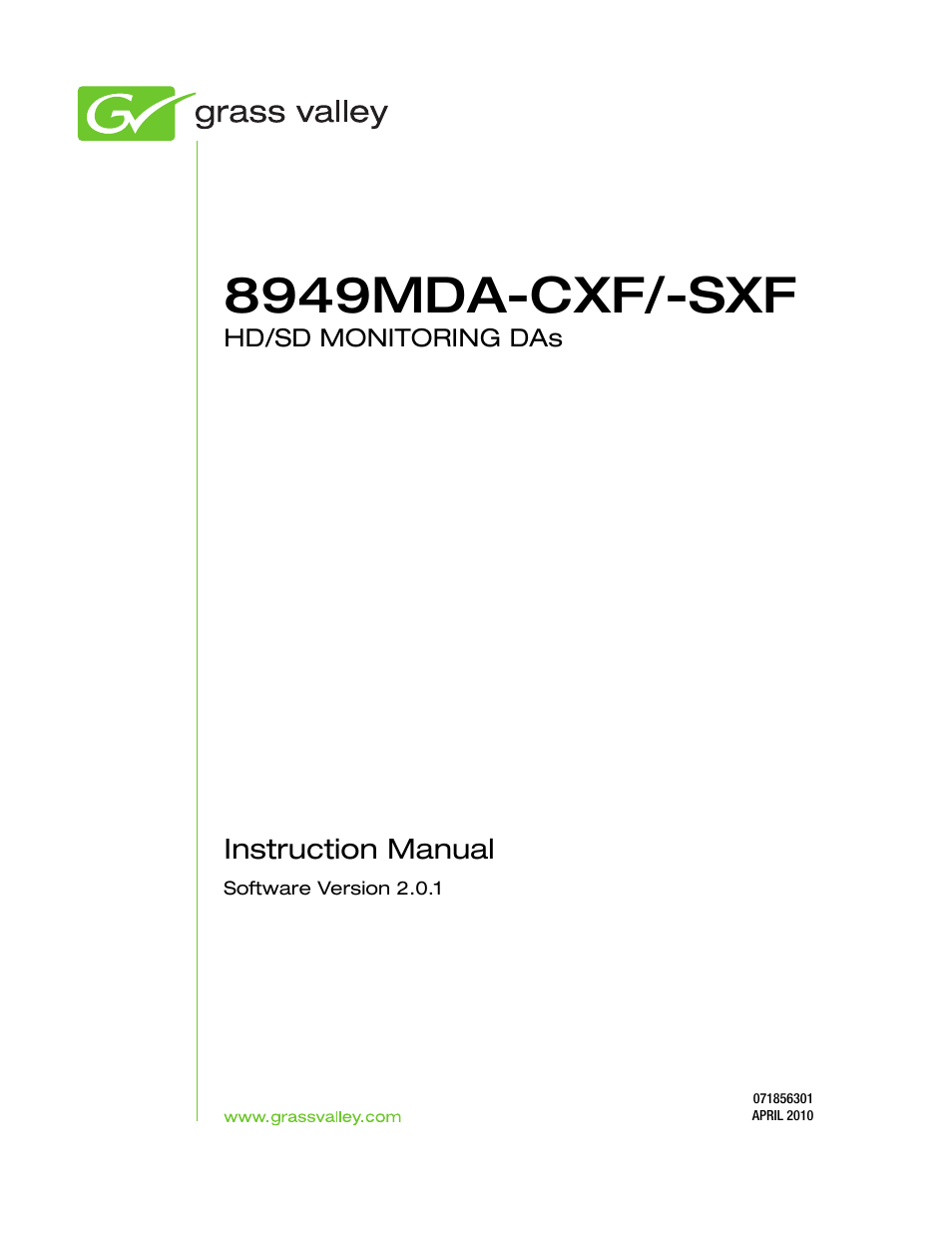 8949mda-cxf/-sxf | Grass Valley 8949MDA-CXF User Manual | Page 3 / 62