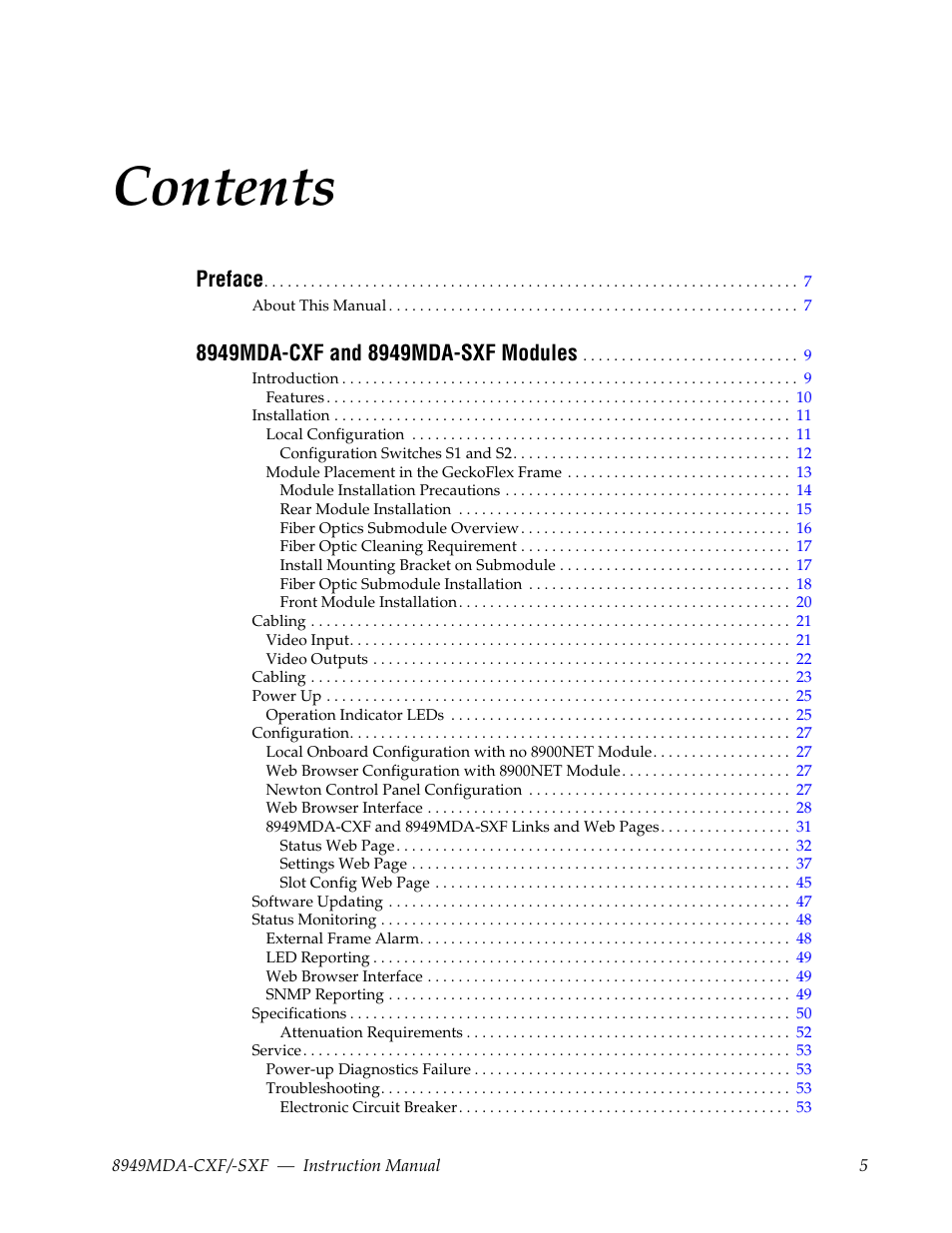 Grass Valley 8949MDA-CXF User Manual | Page 5 / 62