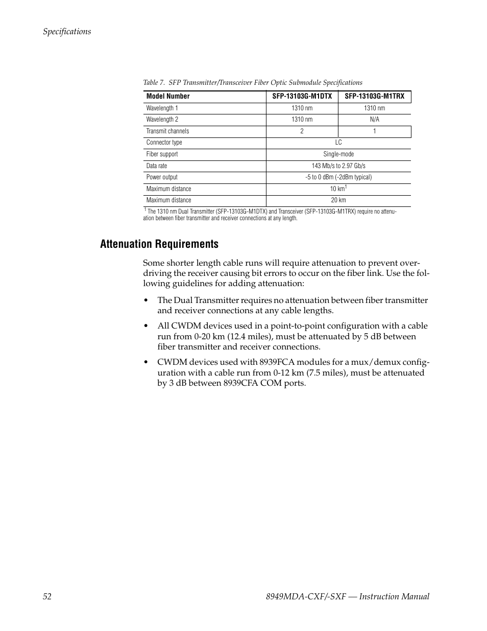 Attenuation requirements, Refer to | Grass Valley 8949MDA-CXF User Manual | Page 52 / 62