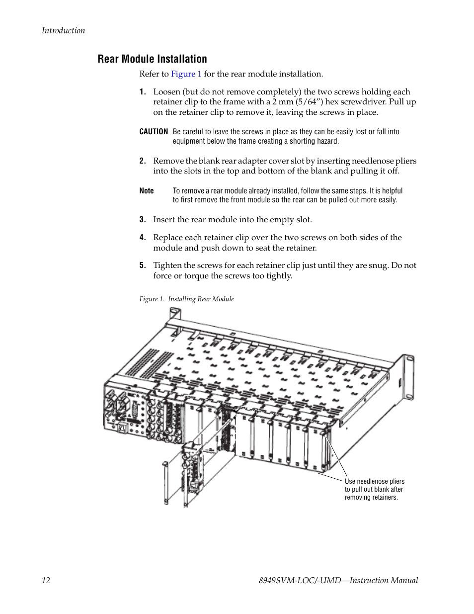 Rear module installation | Grass Valley 8949SVM-LOC User Manual | Page 12 / 42