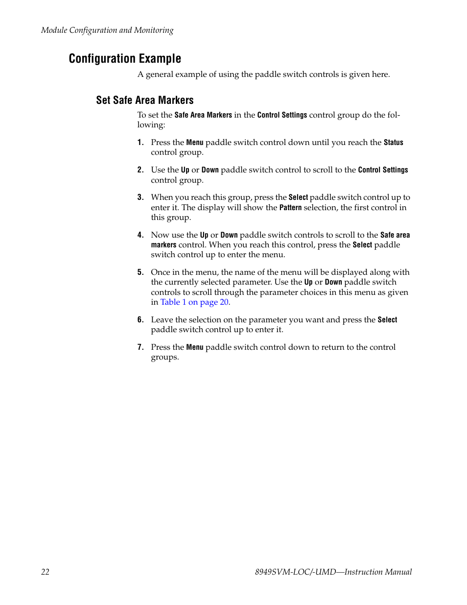 Configuration example, Set safe area markers, Configuration example on | Grass Valley 8949SVM-LOC User Manual | Page 22 / 42
