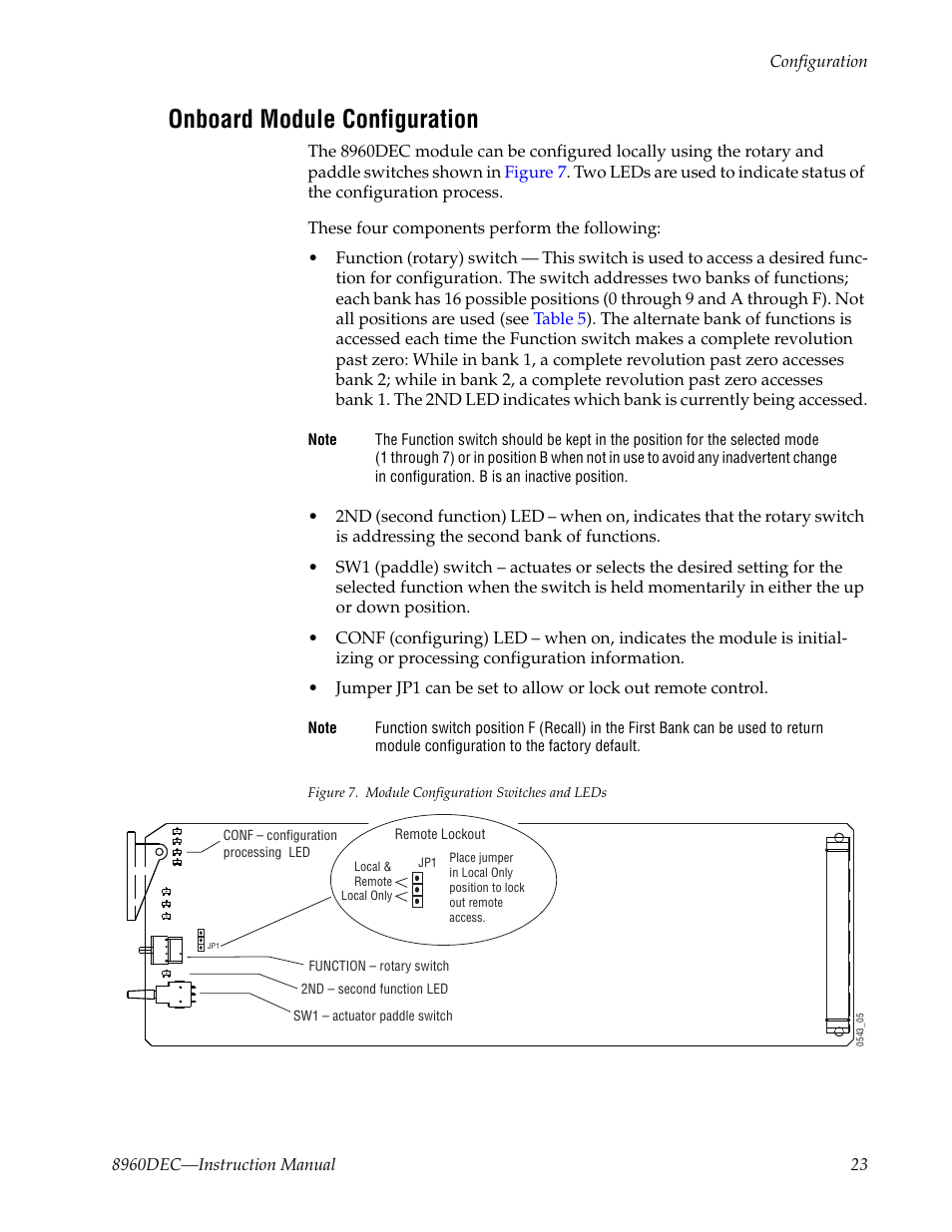 Onboard module configuration | Grass Valley 8960DEC User Manual | Page 23 / 54