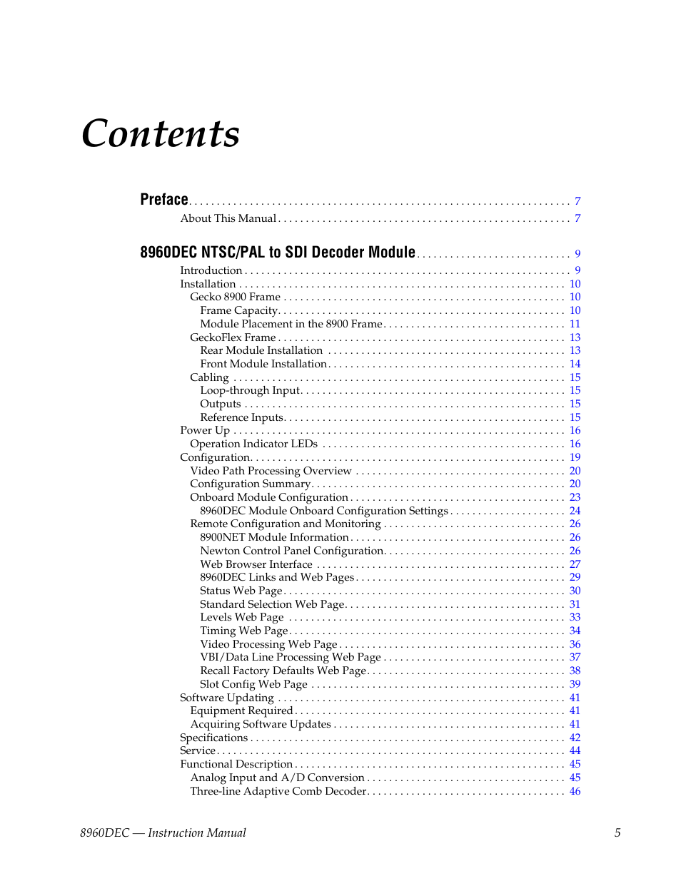 Grass Valley 8960DEC User Manual | Page 5 / 54