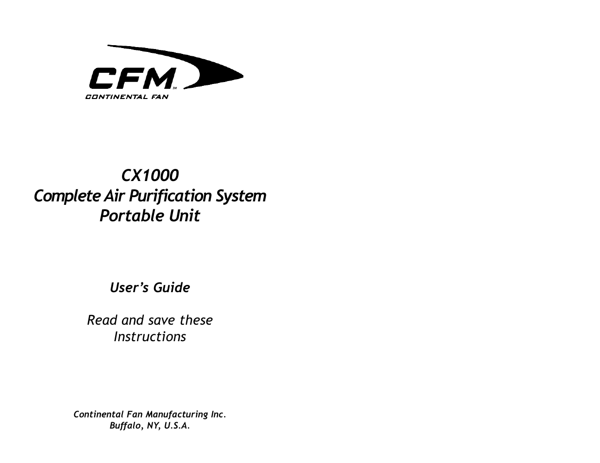 CFM CX1000 User Manual | 12 pages