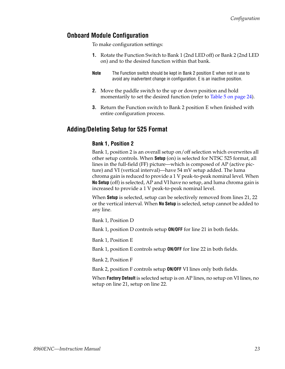 Onboard module configuration, Adding/deleting setup for 525 format | Grass Valley 8960ENC v.8.1.0 User Manual | Page 23 / 58
