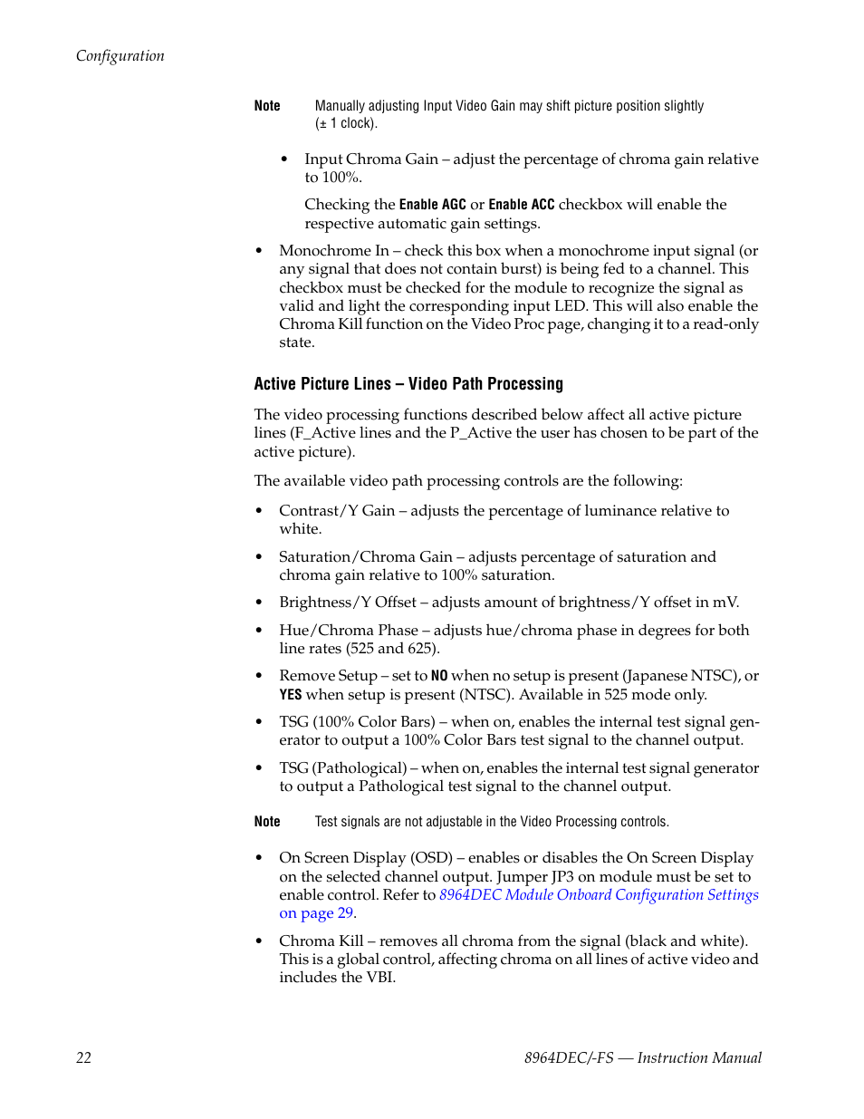 Grass Valley 8964DEC v.1.1.0 User Manual | Page 22 / 72