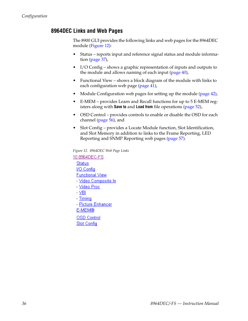 8964dec links and web pages | Grass Valley 8964DEC v.1.1.0 User Manual | Page 36 / 72
