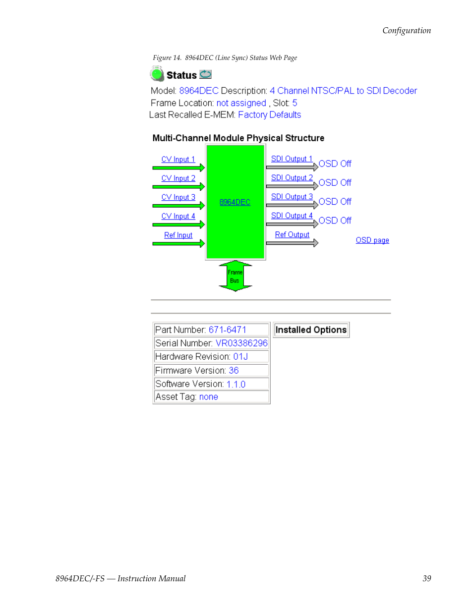 For the 8964de | Grass Valley 8964DEC v.1.1.0 User Manual | Page 39 / 72