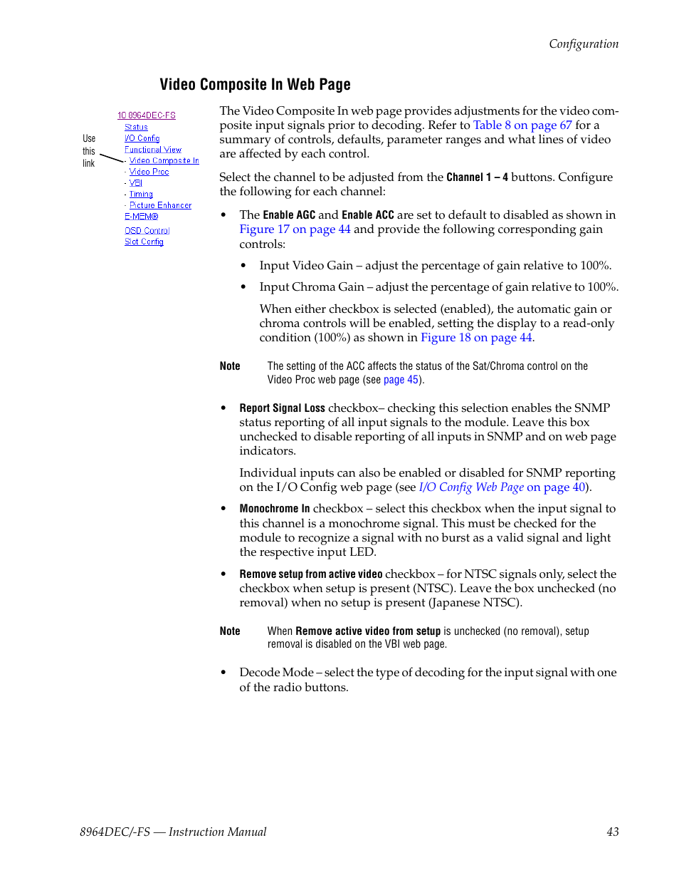 Video composite in web page | Grass Valley 8964DEC v.1.1.0 User Manual | Page 43 / 72