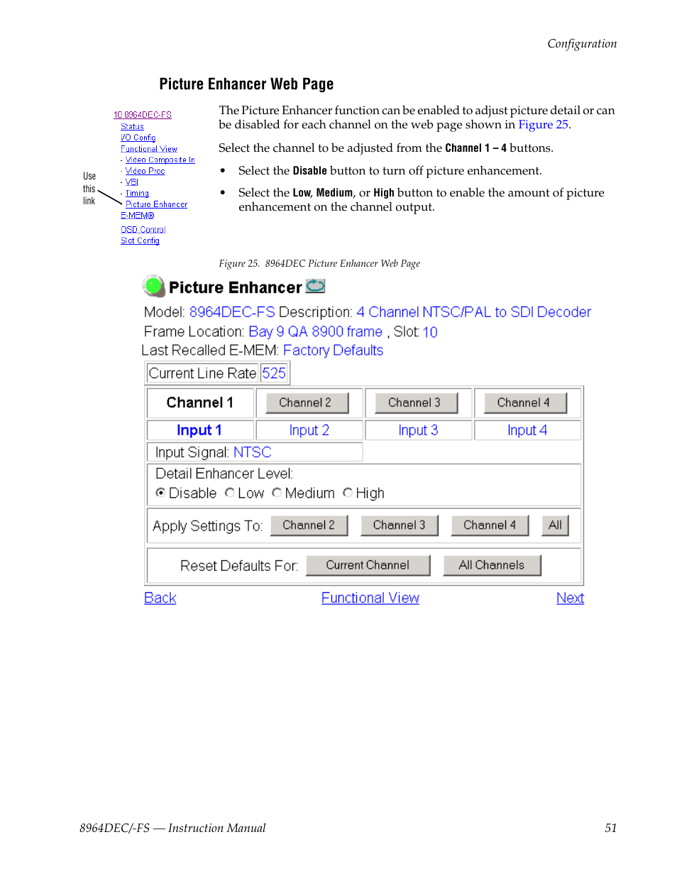Picture enhancer web page | Grass Valley 8964DEC v.1.1.0 User Manual | Page 51 / 72