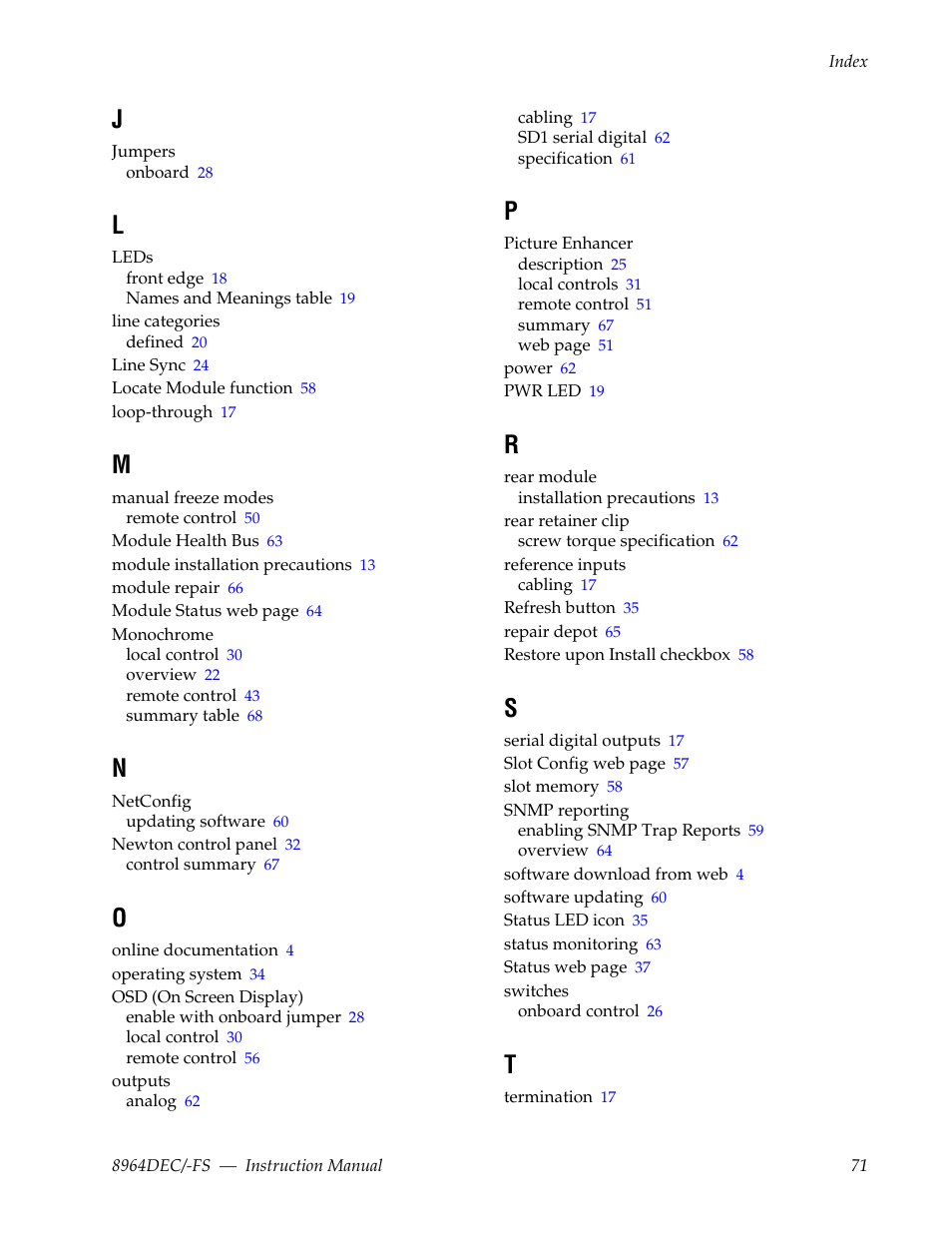 Grass Valley 8964DEC v.1.1.0 User Manual | Page 71 / 72