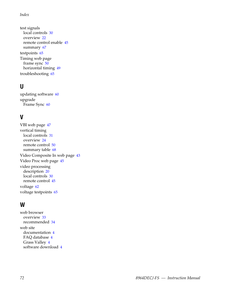 Grass Valley 8964DEC v.1.1.0 User Manual | Page 72 / 72