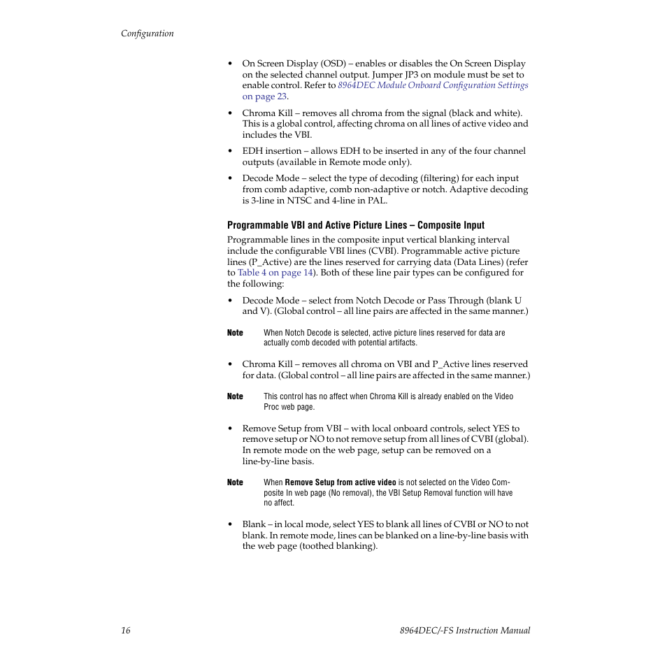 Grass Valley 8964DEC v.1.0.5 User Manual | Page 16 / 66