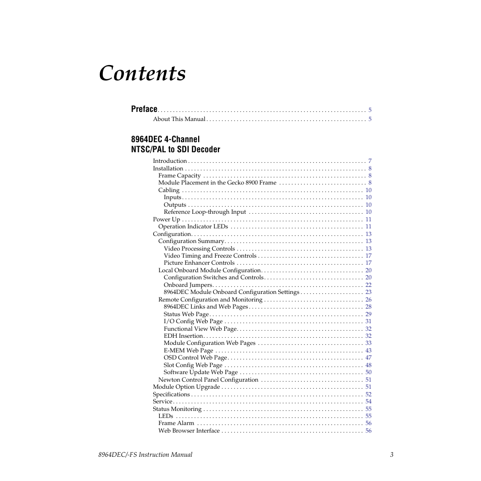 Grass Valley 8964DEC v.1.0.5 User Manual | Page 3 / 66