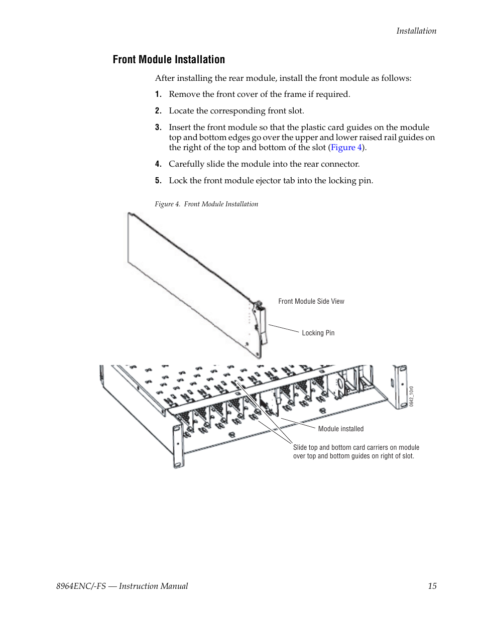 Front module installation | Grass Valley 8964ENC v.1.2.2 User Manual | Page 15 / 74