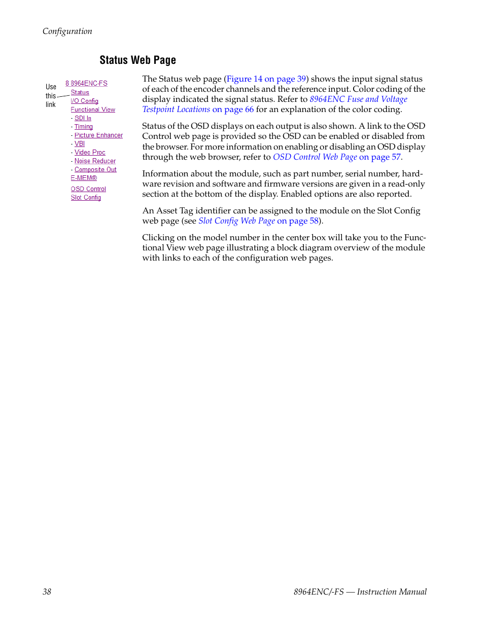 Grass Valley 8964ENC v.1.2.2 User Manual | Page 38 / 74