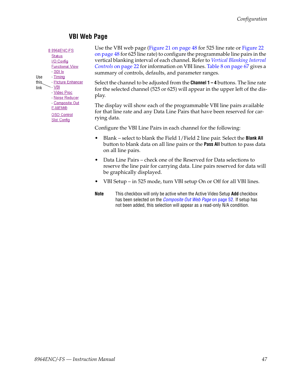 Vbi web page | Grass Valley 8964ENC v.1.2.2 User Manual | Page 47 / 74