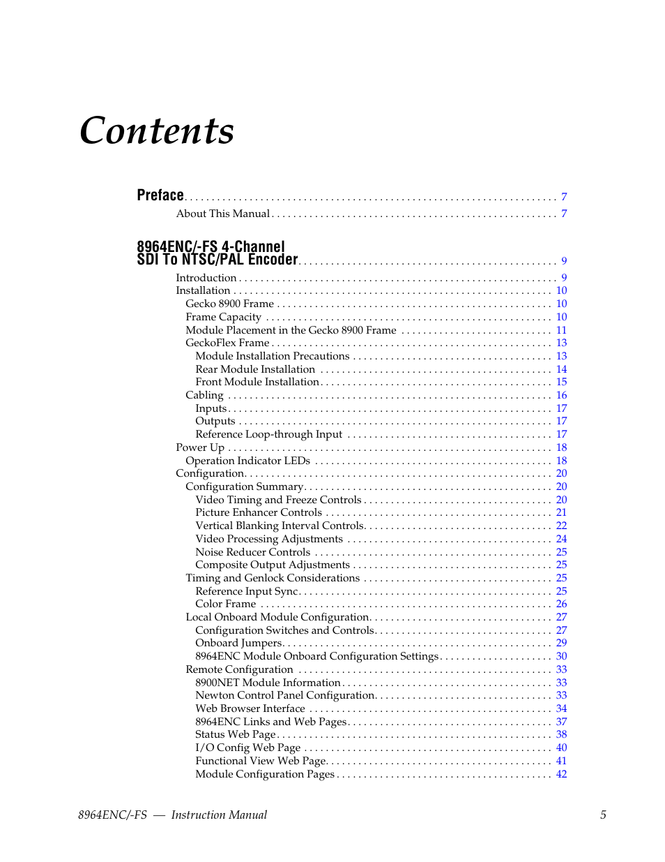Grass Valley 8964ENC v.1.2.2 User Manual | Page 5 / 74