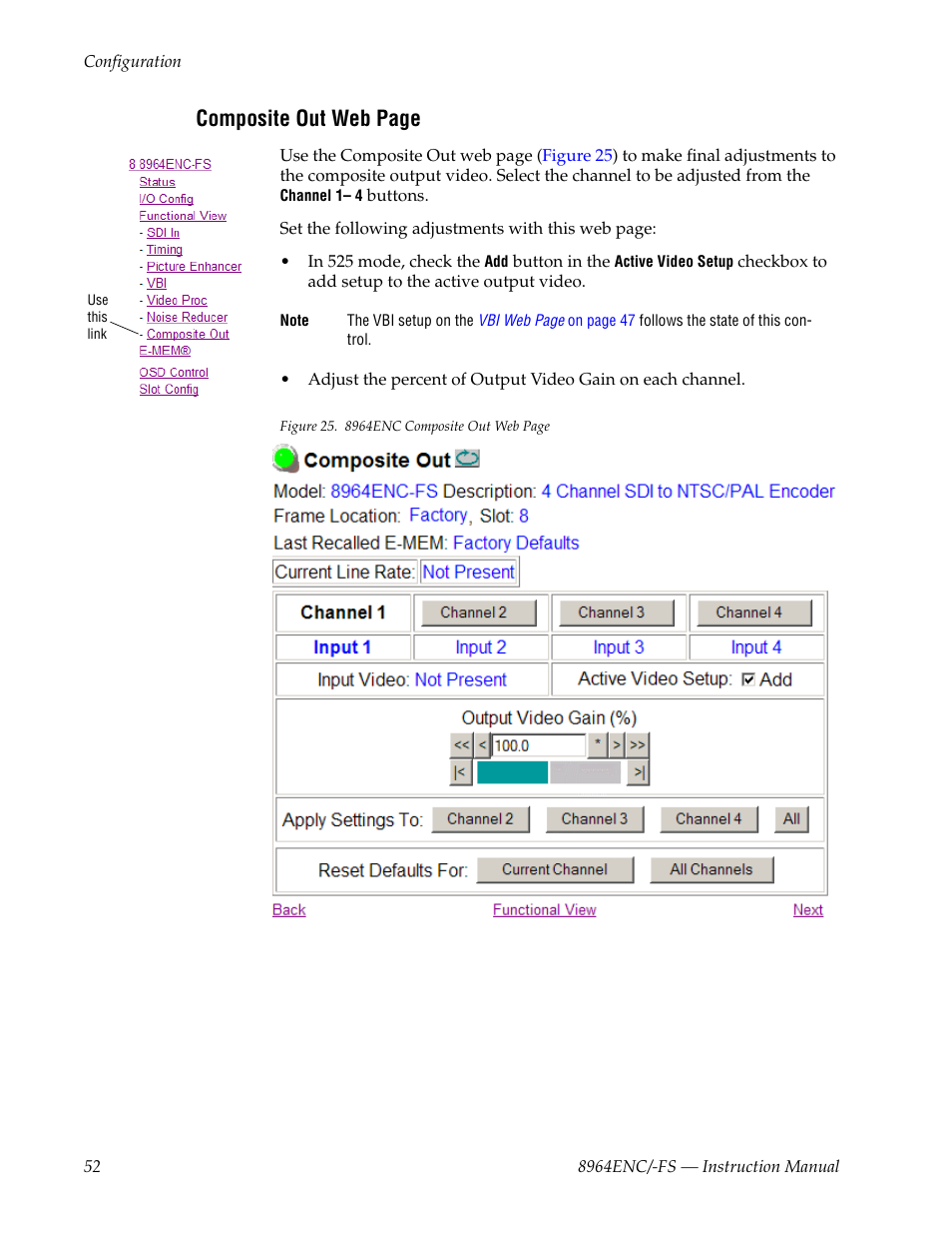 Has been selected on the, If setup has, Composite out web page | Grass Valley 8964ENC v.1.2.2 User Manual | Page 52 / 74