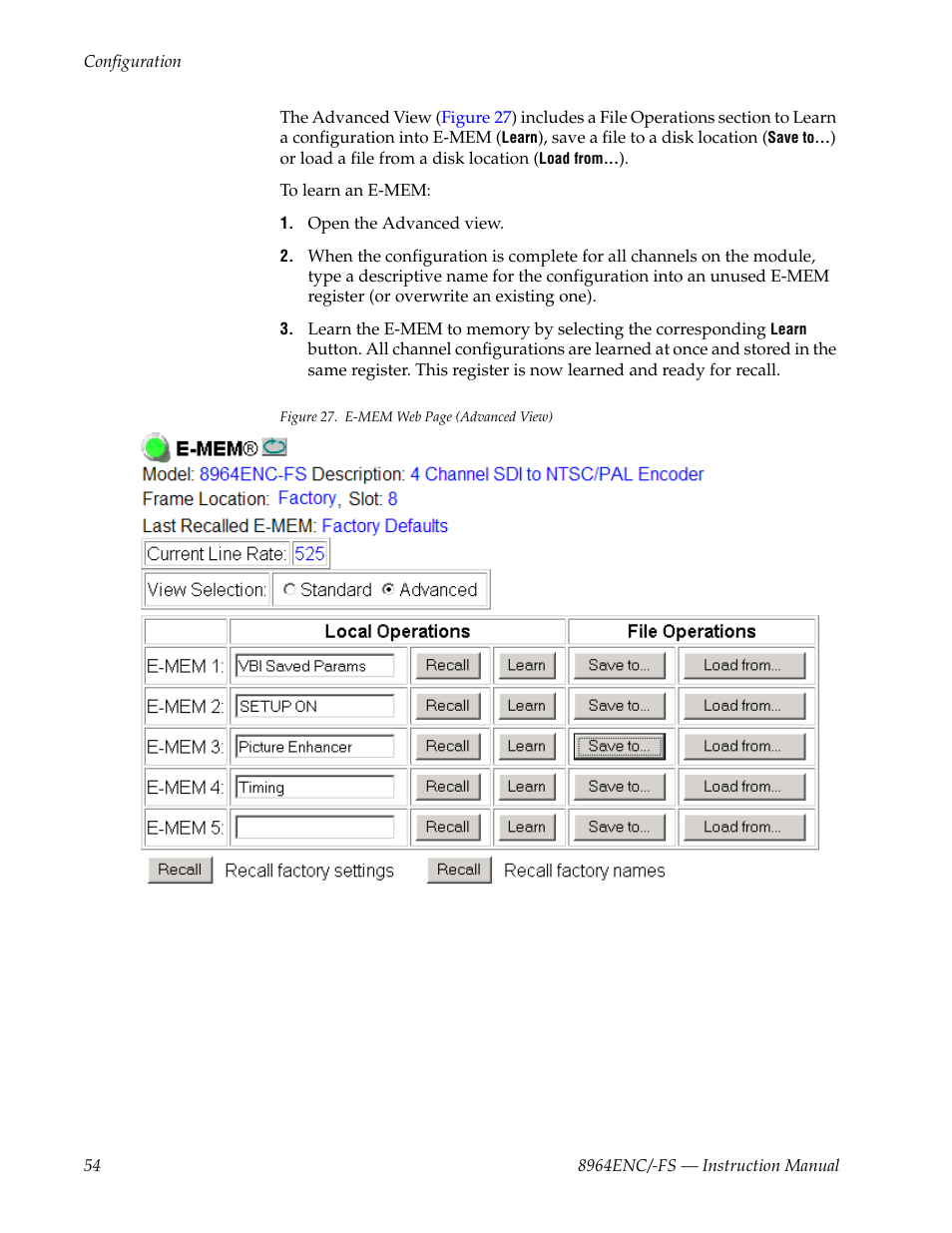 Grass Valley 8964ENC v.1.2.2 User Manual | Page 54 / 74