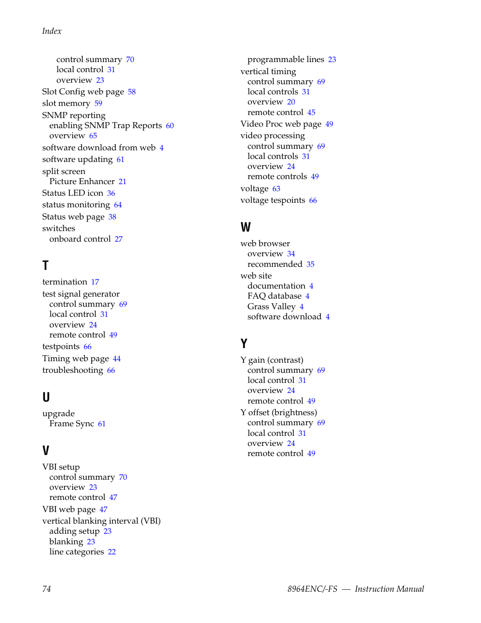 Grass Valley 8964ENC v.1.2.2 User Manual | Page 74 / 74