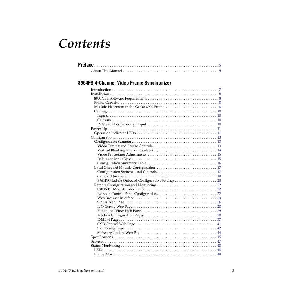 Grass Valley 8964FS User Manual | Page 3 / 54