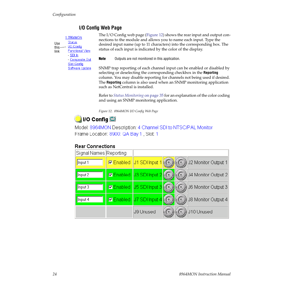 The module and allows naming of each input | Grass Valley 8964MON User Manual | Page 24 / 42