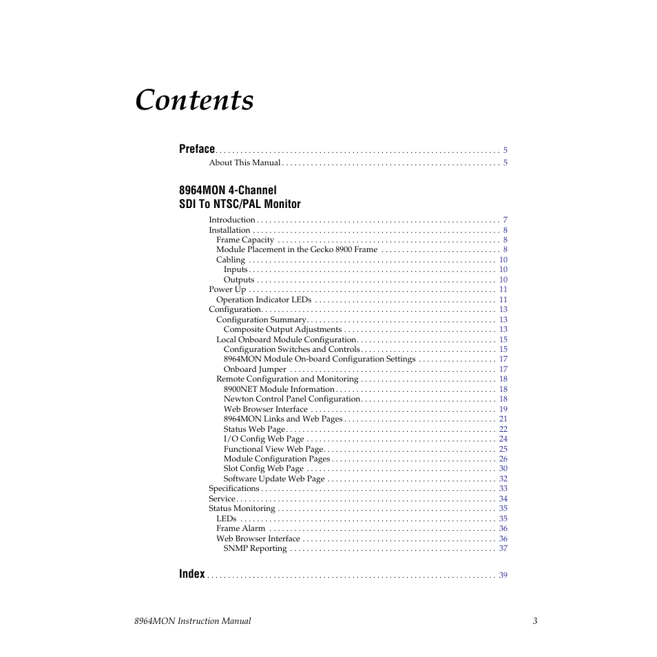 Grass Valley 8964MON User Manual | Page 3 / 42