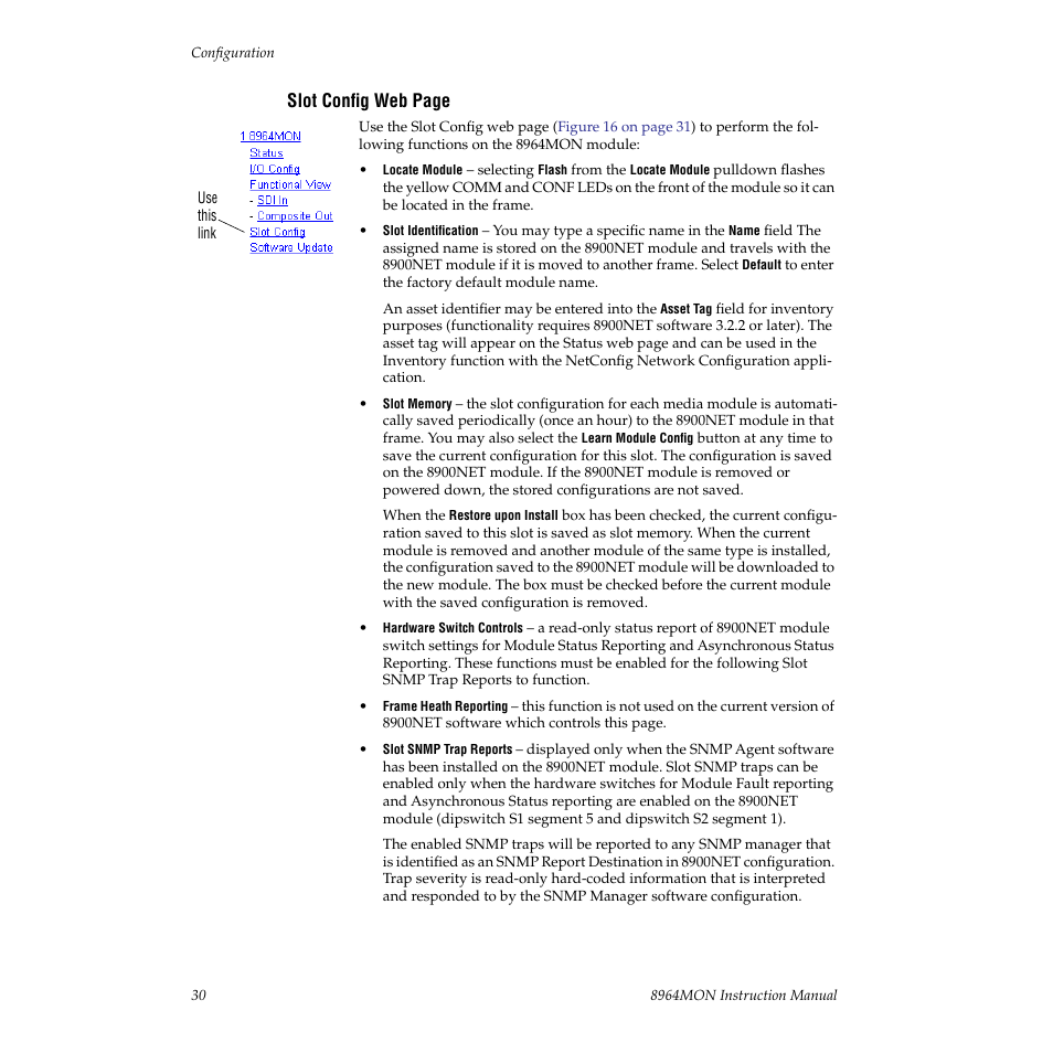 Grass Valley 8964MON User Manual | Page 30 / 42