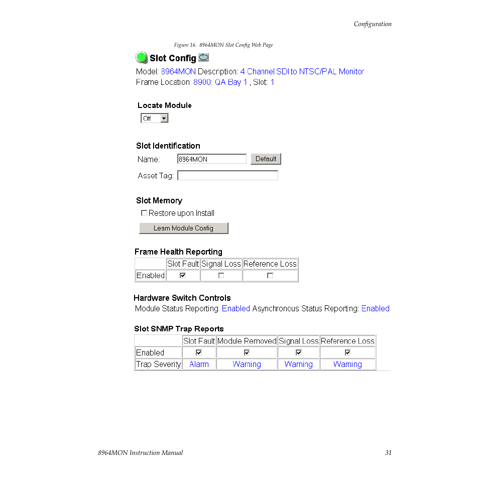 Grass Valley 8964MON User Manual | Page 31 / 42