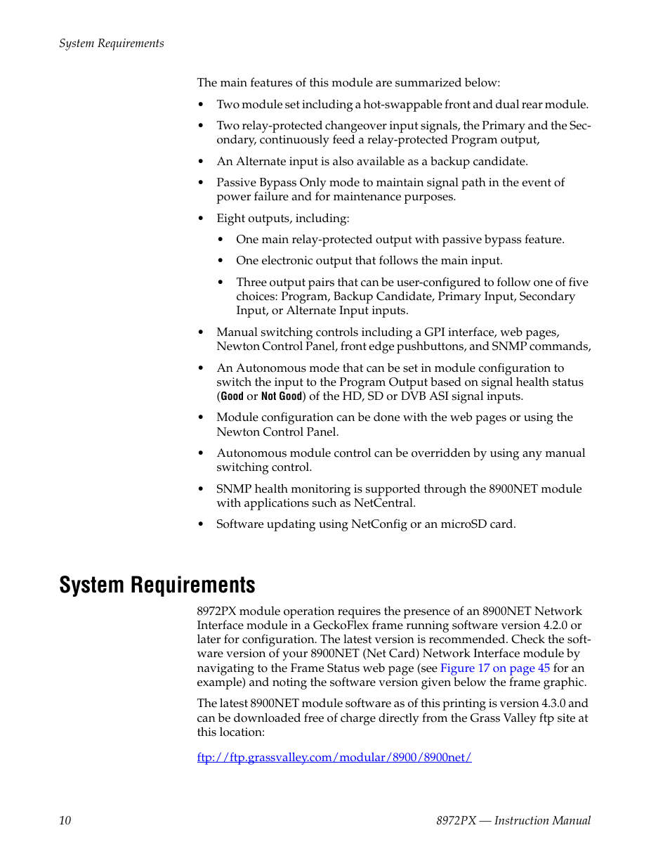 System requirements | Grass Valley 8972PX User Manual | Page 10 / 90