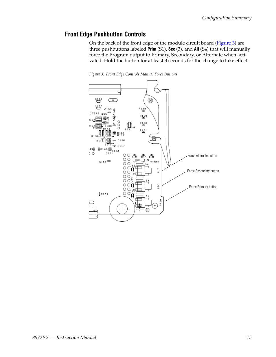 Front edge pushbutton controls | Grass Valley 8972PX User Manual | Page 15 / 90