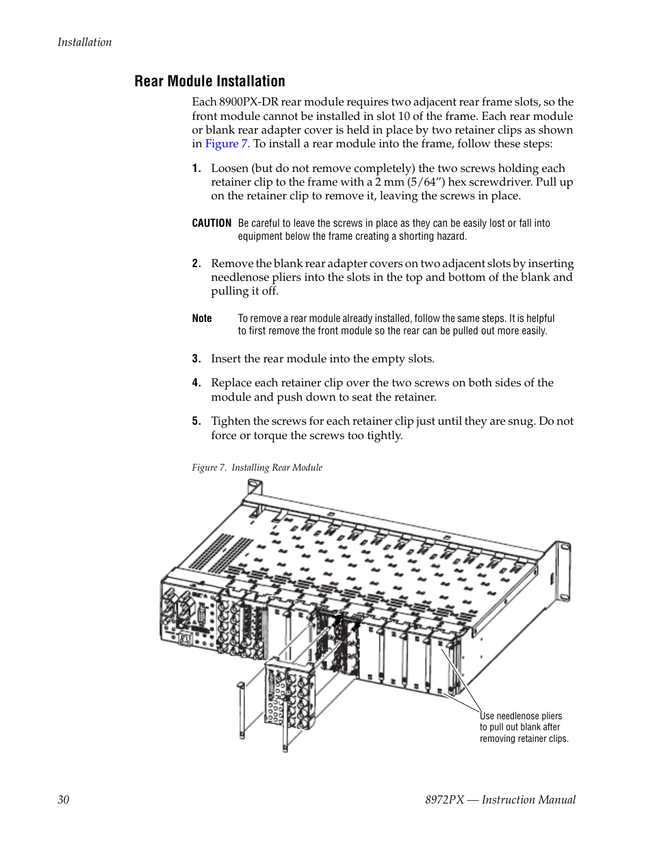 Rear module installation | Grass Valley 8972PX User Manual | Page 30 / 90