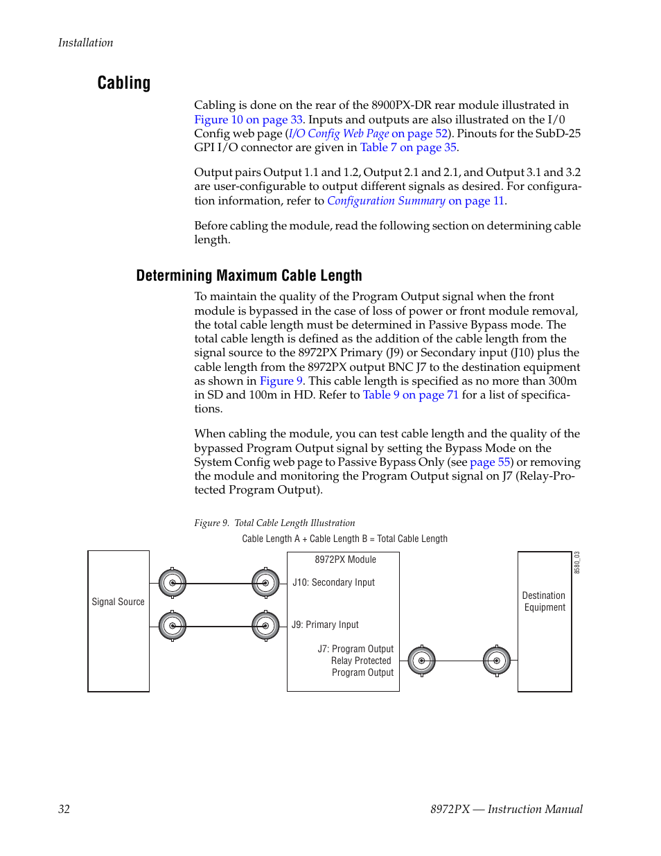 Cabling, Determining maximum cable length | Grass Valley 8972PX User Manual | Page 32 / 90