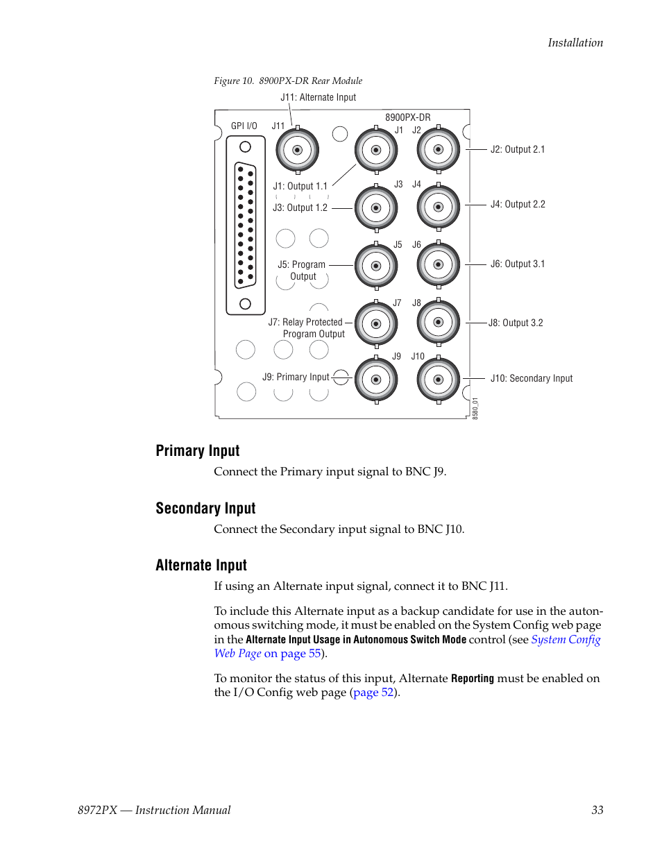 Primary input, Secondary input, Alternate input | Grass Valley 8972PX User Manual | Page 33 / 90