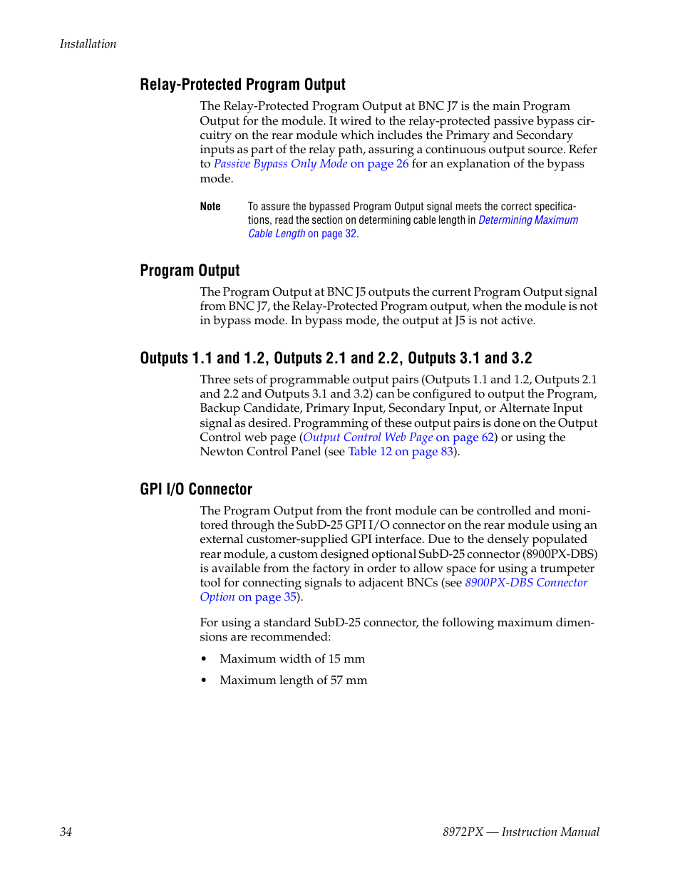 Relay-protected program output, Program output, Gpi i/o connector | Grass Valley 8972PX User Manual | Page 34 / 90