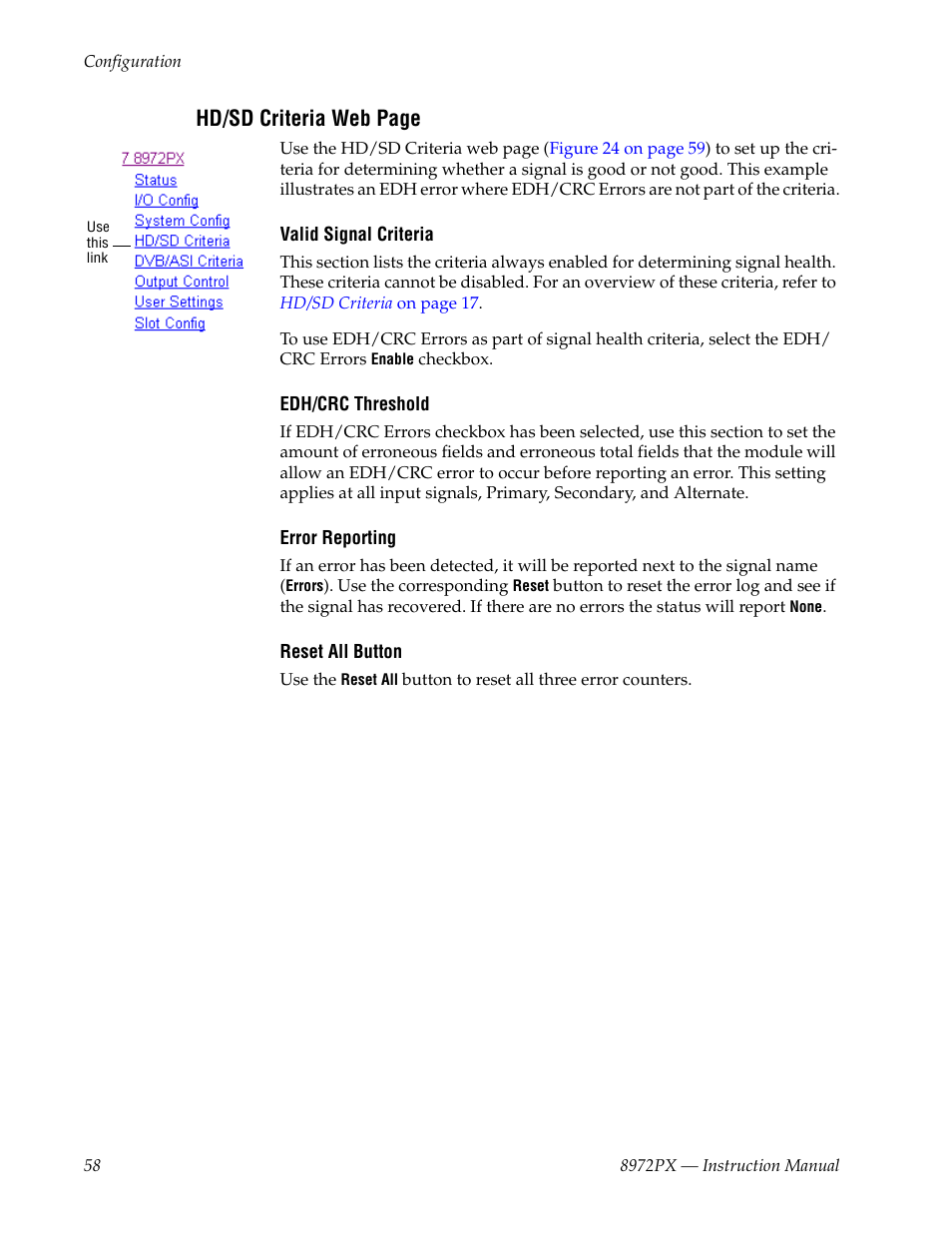 Hd/sd criteria web page | Grass Valley 8972PX User Manual | Page 58 / 90